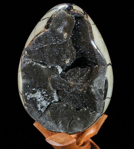 Septarian Dragon Egg Geode - Black Crystals #73778